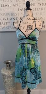 Blue Teal Silk Dress